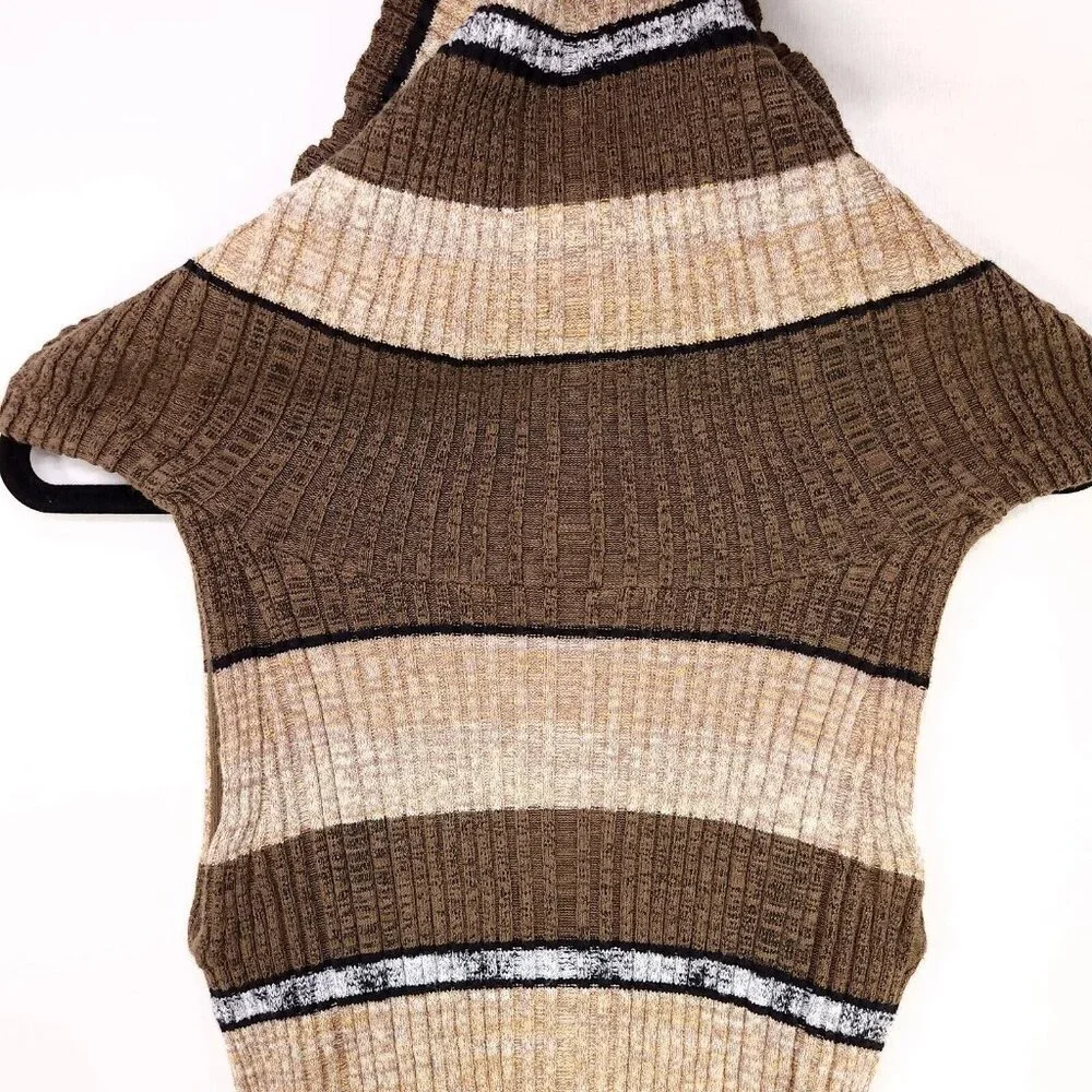 Free People Striped Cowl Neck Top SLarge Blouse Linen Blend Off Shoulder Ribbed - Picture 7 of 12